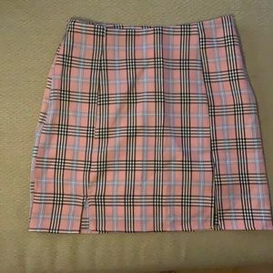 Pink plaid skirt